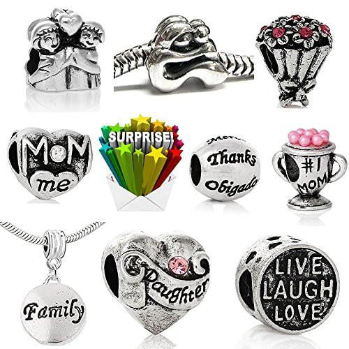 Mothers Day Bulk Charm Beads for Snake Chain Charm Bracelet Compatible with  Pandora Bracelet