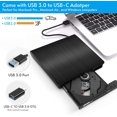 thumbnail image 2 of External DVD/CD Drive, USB 3.0 External DVD CD ROM Burner, Portable DVD Player with Type C Cord, CD RW Optical Drive, Compatible with Laptop Desktop PC Windows Linux OS Apple Mac (Black), 2 of 4