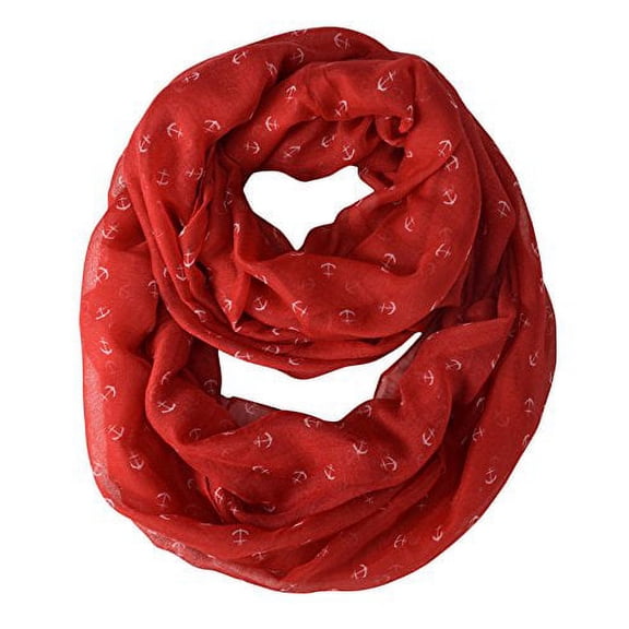 Peach Couture Artsy Nautical Anchor Print Marine Lightweight Infinity Loop Scarf