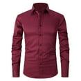 thumbnail image 2 of Blusa y camisa de manga larga con cuello vuelto para hombre, informal, con botones, lisa, de manga larga, transpirable, de poliéster, 2 of 6