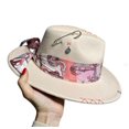 thumbnail image 2 of Sombrero Fedora cosido a mano para hombres y mujeres, gorra de Jazz, cinta de Color, accesorios de Metal, sombrero de fieltro de moda, azul, púrpura, sombrero de iglesia de Panamá, 2 of 4