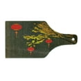 thumbnail image 2 of Lantern Cutting Board, Fall Tree Scarlet Lanterns Dramatic Shaded Vintage Inspired Seasonal Design, Tempered Glass Cutting and Serving Board, Wine Bottle Shape, Red Orange Brown, by Ambesonne, 2 of 5