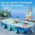 thumbnail image 4 of HDUTNGISN 100"Collapsible Rectangular Non-Inflatable Family Pool,Hard Plastic Shell, Blue, 4 of 10
