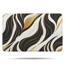 Black White Gold Marble Pattern Bathroom Rugs Mat,Non Slip Microfiber Bathroom Rug,Rubber Backing,Soft Bathroom Mats for Bathroom Floor,Tub and Shower,17x27in(43x68cm)