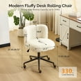 thumbnail image 6 of Ktaxon Vanity Chair, Adjustable Desk Chair with Metal Base and Swiveel Casters, Long Pile Fabric Makeup Chair for Women, Ideal for Office,Study and Home White, 6 of 8