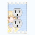 thumbnail image 1 of Metal Light Switch Wall Plate Outlet Cover (Pop Star Blue Anime Stripe Flower Border Pattern - Single Duplex), 1 of 2