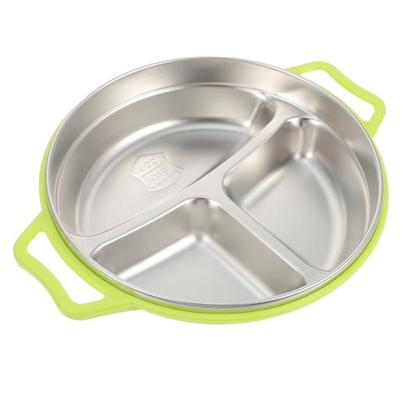 1 plato de acero inoxidable para niños, plato de comida, plato de almacenamiento de alimentos para el hogar