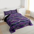 thumbnail image 3 of Homewish Vintage Abstract Ombre Queen Comforter Set, Purple Stripes Bedding Sets, Teens Kids Adult Men Women Reversible Bedding Comforter Set, Microfiber Bedroom Decor, 3 Pieces, 3 of 8