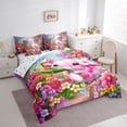 thumbnail image 2 of Erosebridal Pink Kawaii Axolotl 7-Piece Bedding Comforter Set,Colorful Cute Flower King Bedding Sets For Girl Kids,Reversible, 2 of 7