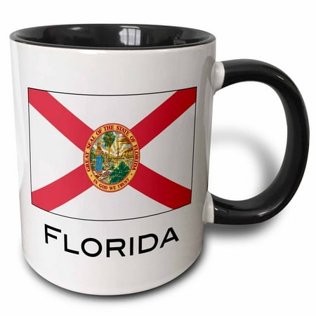 Florida State Seminoles Mug - 3dRose Florida State Flag - Two Tone Black Mug, 11-ounce