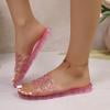 KEVCHE Jelly Mesh Ballet Flats Slides Clear Jelly Sandals for Women, Slip On Beach Water Shoes Barefoot Cute Fashion, Summer Going Out Shoes, Lightweight Breathable Cute Sandals for Daily Wear