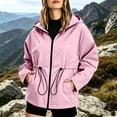 thumbnail image 3 of Cilsoka Rain Jacket Women Waterproof with Hood Drawstring Waist Full Zip Raincoat Windbreaker Hiking Fall Jacket Pockets, 3 of 6