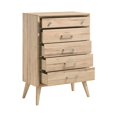 thumbnail image 3 of Newboti Furniture Mid-Century Modern Design Natural Oak Finish Chest Of 5 Drawers Nickel Tone Classic Style Bedroom Furniture 1Pc 2481, 3 of 6