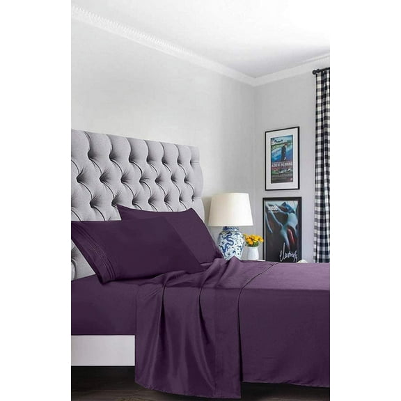 Holiday Gift 1500 Series Bed Sheet set- - Twin/Twin XL Purple