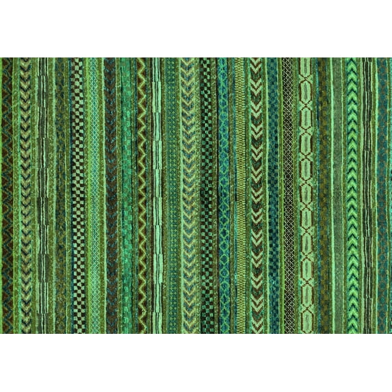 Ahgly Company Machine Washable Indoor Rectangle Abstract Turquoise Blue Modern Area Rugs, 5' x 8'