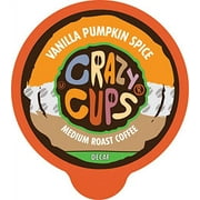 Crazy Cups Decaf Flavored Vanilla Pumpkin Spice Coffee Pods, Recyclable Medium Roast Single Serve for Keurig K Machines, Brew Hot or Iced, 22 Count