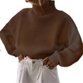 thumbnail image 1 of PENGXIANG Femmes Pulls Col Rond Épaule Longue Manches Solides Couleur en Vrac Pull Tricot Pulls Gris M, 1 of 2