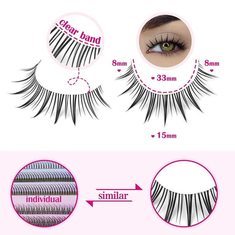 Manga Lashes A Shape Anime Lashes Natural False Eyelashes Individual Wispy Mink Eye Lashes Pack 10 Pairs Japanese Korean Asian Makeup by, Size: One