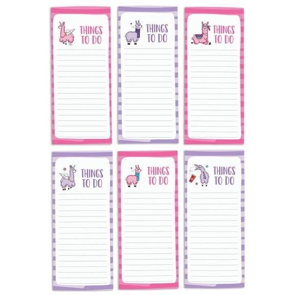 Inkdotpot Pack of 6 Funny Magnetic Dry Erase List For Fridge, Wipe Clean w/ NoStain, Quick Notes Shopping & Grocery List Whiteboard for Fridge, 8.75" x 3.8"(Llama)