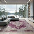 thumbnail image 2 of ODIKA 8'x10' Washable Area Rug Plum Purple Boho Vintage Distressed Fuzzy Abstract Swirl for King Size Bedroom Under Bed, Master Suite, Non-Shedding, Easy Care, 2 of 7