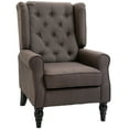 thumbnail image 2 of HOMCOM Button-Tufted Accent Chair with High Wingback, Rounded Cushioned Armrests and Thick Padded Seat, Dark Brown, 2 of 9
