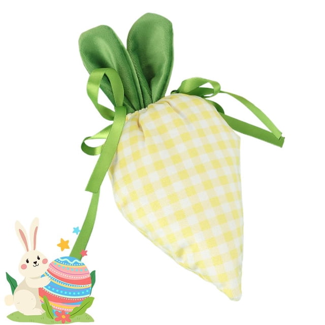 Easter Carrot Shaped Drawstring Bags, Candy Gift Treat Baskets, Spring Egg Hunt Stuffers Fabric Stuffers, Reusable Gift Packing Bags Party Decoration for Birthday Bunny Outdoor Kids Party DIY Craft