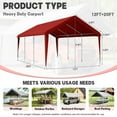 thumbnail image 2 of Kimunuk Canopy Replacement Cover, 12' x 20' Outdoor Portable Carport Replacement Canopy with Ball Bungees for Car Garage Shelter Tent Party Tent, Red ,Frame is Not Included, 2 of 6