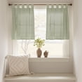 thumbnail image 3 of Cortinas de Cocina Jinchan con Presillas, Lino 90 cm, Rayadas, 2 Paneles, 3 of 9