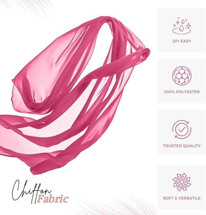 FabricLA 100% Polyester Chiffon Fabric - 58/60" Inches (152 CM) Wide - Lightweight Chiffon Sheer Fabric - Perfect for Venue, DIY & Wedding Decorations - Chiffon Fabric By The Yard – Apparel