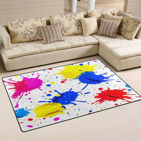 Abstract Watercolor Splash Soft Polyester Area Rug 31''x20'', Non Slip, Memory Foam, Water Absorbent