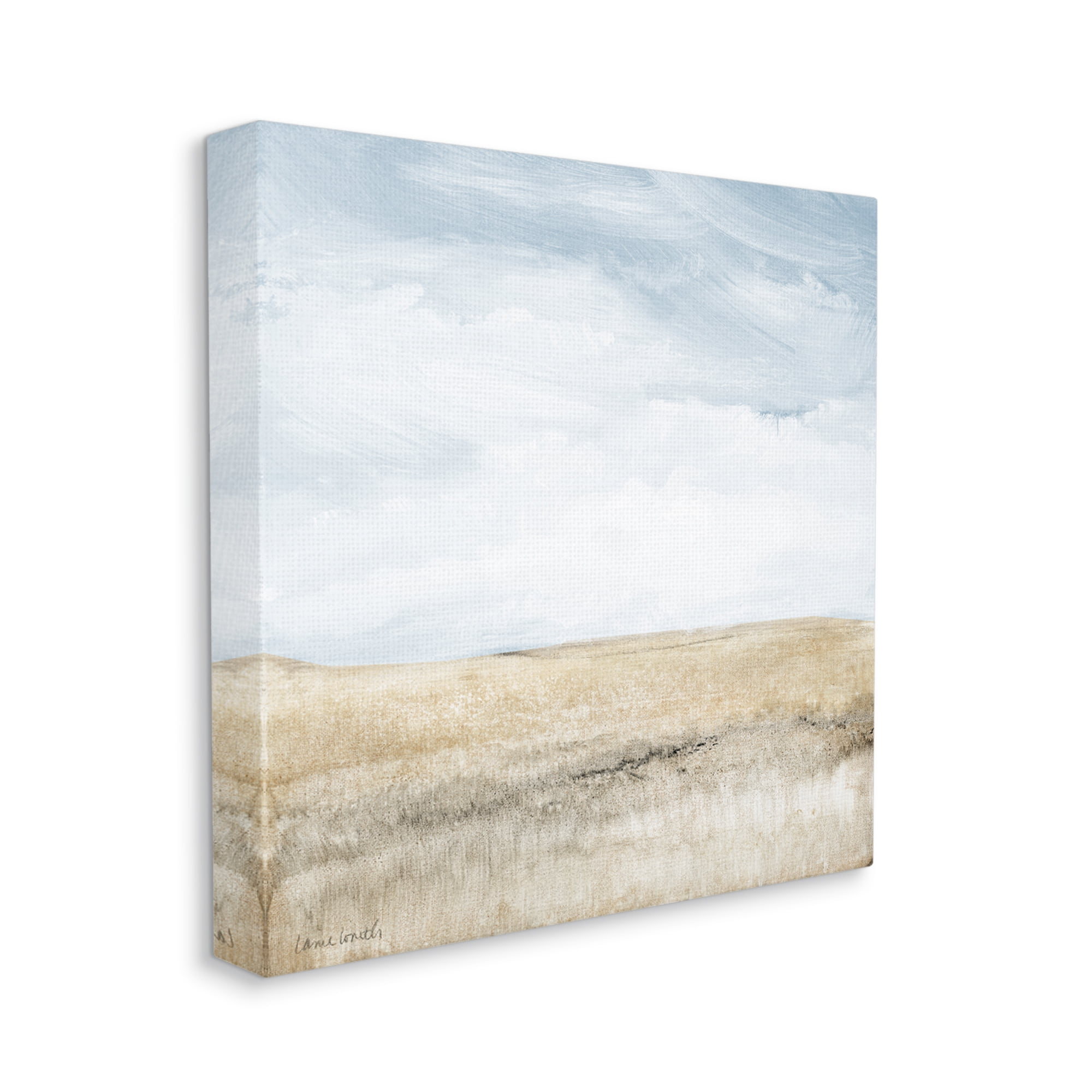 Stupell Industries Clear Sky over Field Landscape Painting Gallery Wrapped Canvas Art Print Wall Art, 17 x 17