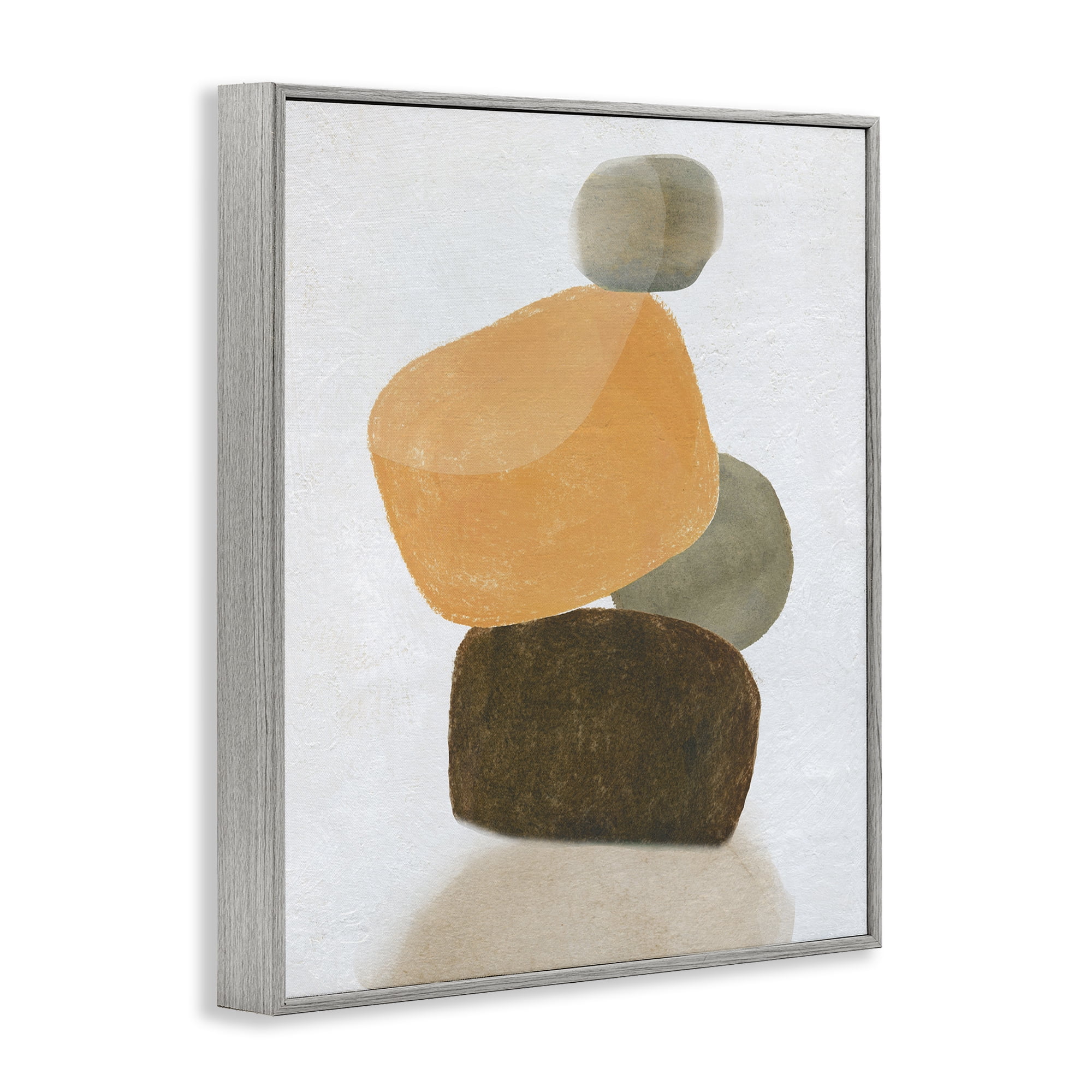 Stupell Industries Orange & Grey Rocks Abstract Painting Gray Framed Art Print Wall Art, 16 x 20