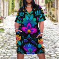 thumbnail image 2 of Womens Casual Dresses Vibrant Floral Mexican Textile Design Short Sleeve Dress Summer Dresses for Women 2025, 2 of 5