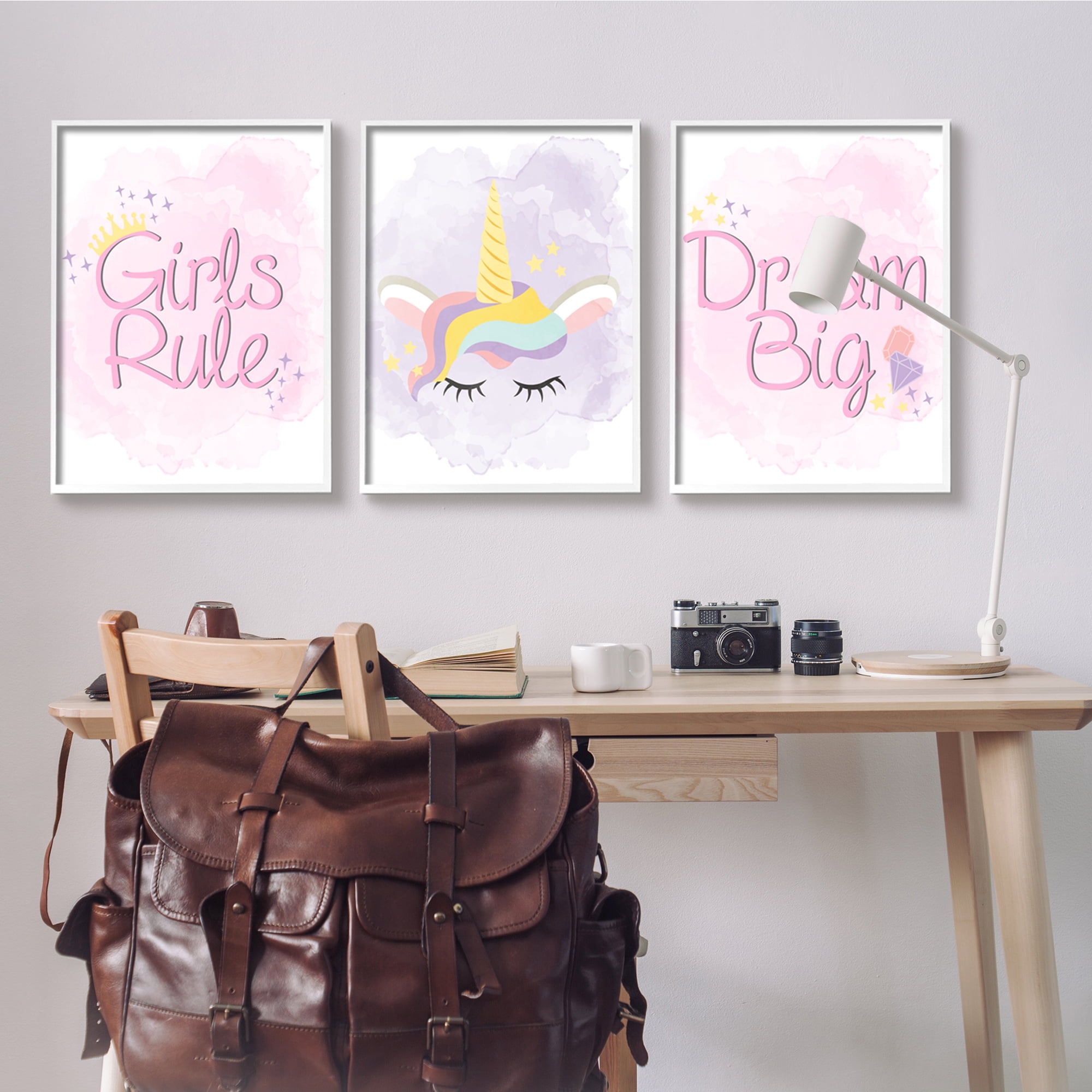 Stupell Indtries Girls Rule Dream Big Star Crown Unicorn,24 x 30,Design by Kim Allen