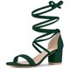 thumbnail image 1 of Sandalias de tacón medio grueso con cordones para mujer Verde 42, 1 of 5