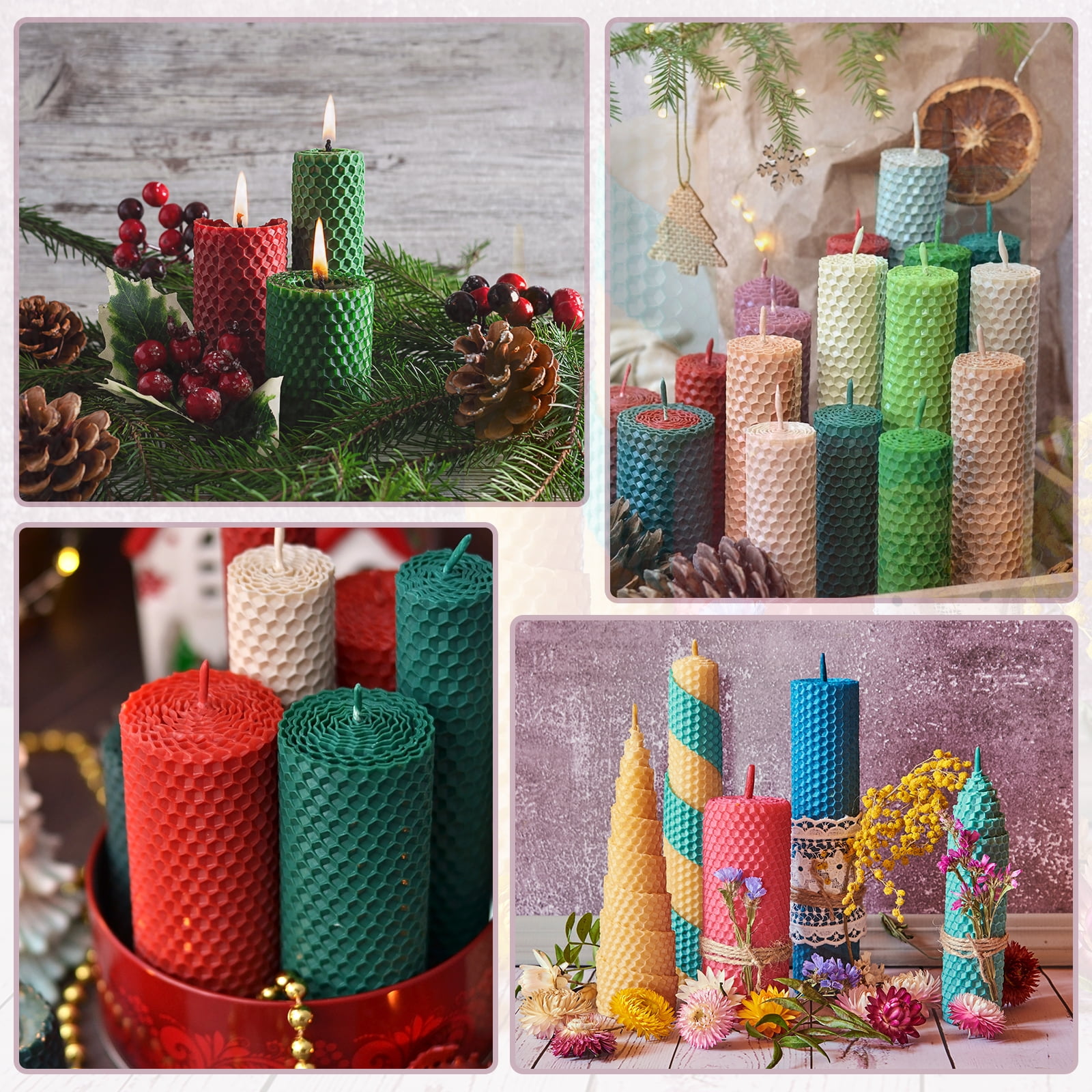 10pcs Beeswax Candle Making Kit, 8"x8" Brown Beeswax Sheet with 1pcs Wick