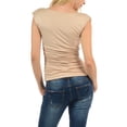 thumbnail image 3 of Aulin? Collection Womens Career Solid Color Ruched Cowl Neck Casual Blouse Top Khaki 1X, 3 of 3