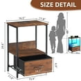 thumbnail image 3 of Somdot Tables de Chevet pour Chambre à Coucher, Table de Chevet avec Poste de Charge et Étagères de Rangement, Imprimé Grain de Bois, 3 of 8