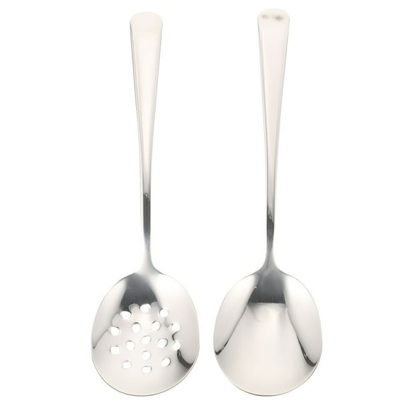 Worgeous Small Slotted Serving Spoon Stainless Steel 2Pcs Ergonomic Handle for Kitchen