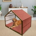 thumbnail image 2 of Christmas Pet House, Coniferous Tree of New Year's Eve Line up on Vertical Stripes Green Xmas, Outdoor & Indoor Portable Dog Kennel with Pillow and Cover, 5 Sizes, Red Green White, by Ambesonne, 2 of 4