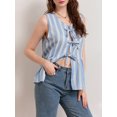 thumbnail image 5 of Michellecmm Women's Striped Tank Tops Loose Round Neck Front Tie Up Ruffled Sleeveless Blouse for Summer, 5 of 9