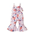 thumbnail image 1 of Toddler Girls' Independence Day Print Strappy Jumpsuit Flared Romper With Ruffle Trim Clothes, 1 of 4