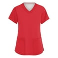 thumbnail image 3 of NAMTYQX Scrubs for Women, Classic Fit, Four-Way Stretch, Short Sleeve, V Neck, Anti-Wrinkle Women’s Medical Scrub Top Watermelon Red Size XL, 3 of 5