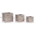 thumbnail image 5 of Pure Garden 15.1", 12.1" and 9.6" Large Square Rustic Wood-Look Outdoor Flower Planter Pots, Set of 3 (Gray), 5 of 7