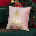 thumbnail image 4 of Pink Gold Christmas Decorations Throw Pillow Covers 16x16 Set of 4 Snowflakes Reindeer Decorative Cushion Cases Xmas Golden Decor for Couch Sofa Bedroom, 4 of 6