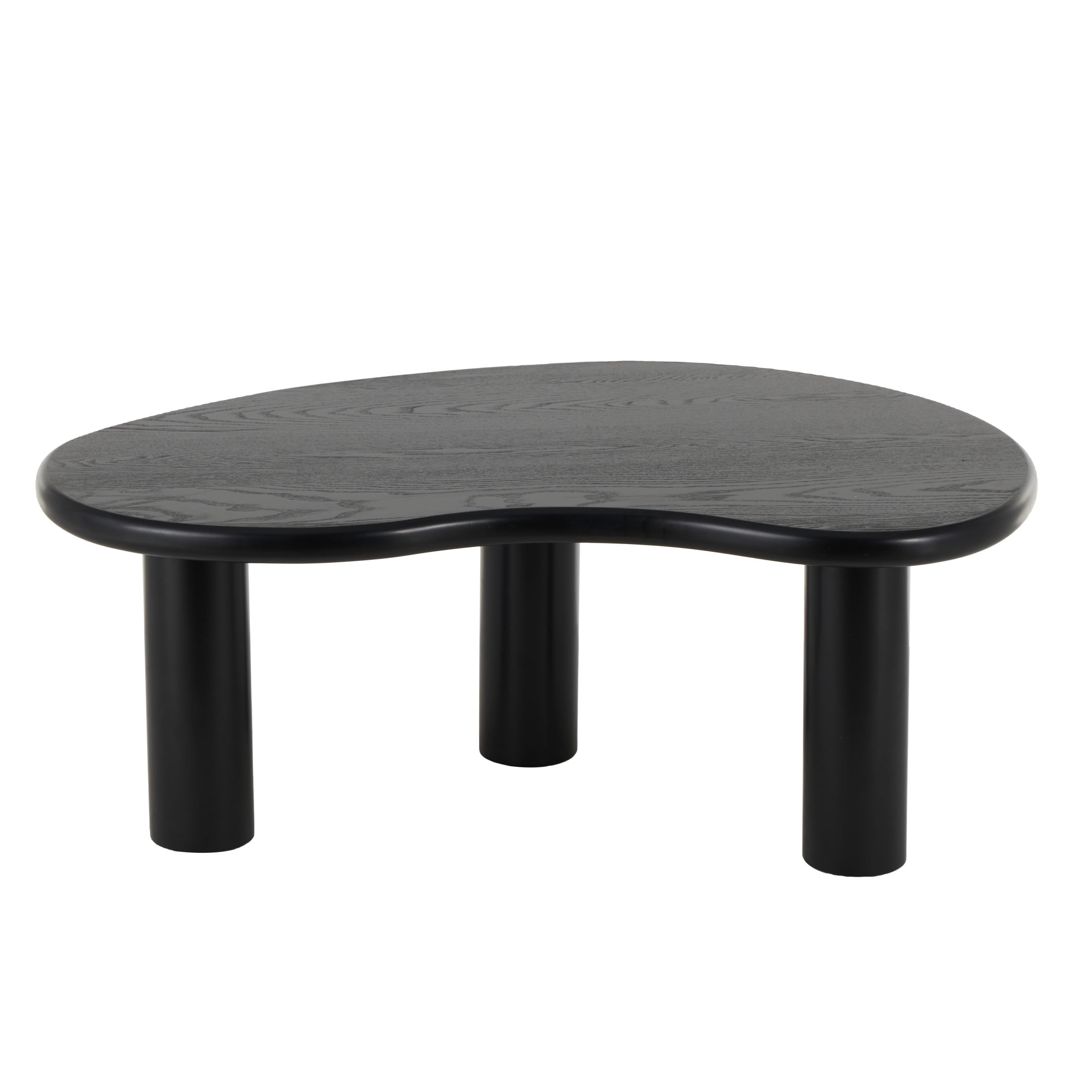 DecMode 40" x 16" Black Wood Heart Inspired Coffee Table with 3 Legs, 1-Piece