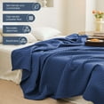 thumbnail image 5 of Comefolife Cotton Blankets Queen Size for Bed - Waffle Weave Blankets for Summer, Lightweight and Breathable Soft Woven Blankets for Spring, White, 43.31x59.05in (Blue), 5 of 9