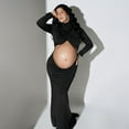 thumbnail image 2 of JustVH Maternity Long Sleeve Turtleneck Photography Dress Cut Out Belly Sexy Gown for Baby Shower, 2 of 7