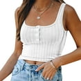 thumbnail image 6 of WCMZJ Tank Top For Womens Sleeveless Button Up Ribbed Knit Crop Top Square Neck Summer Cute Tops Casual Trendy Tees, 6 of 7