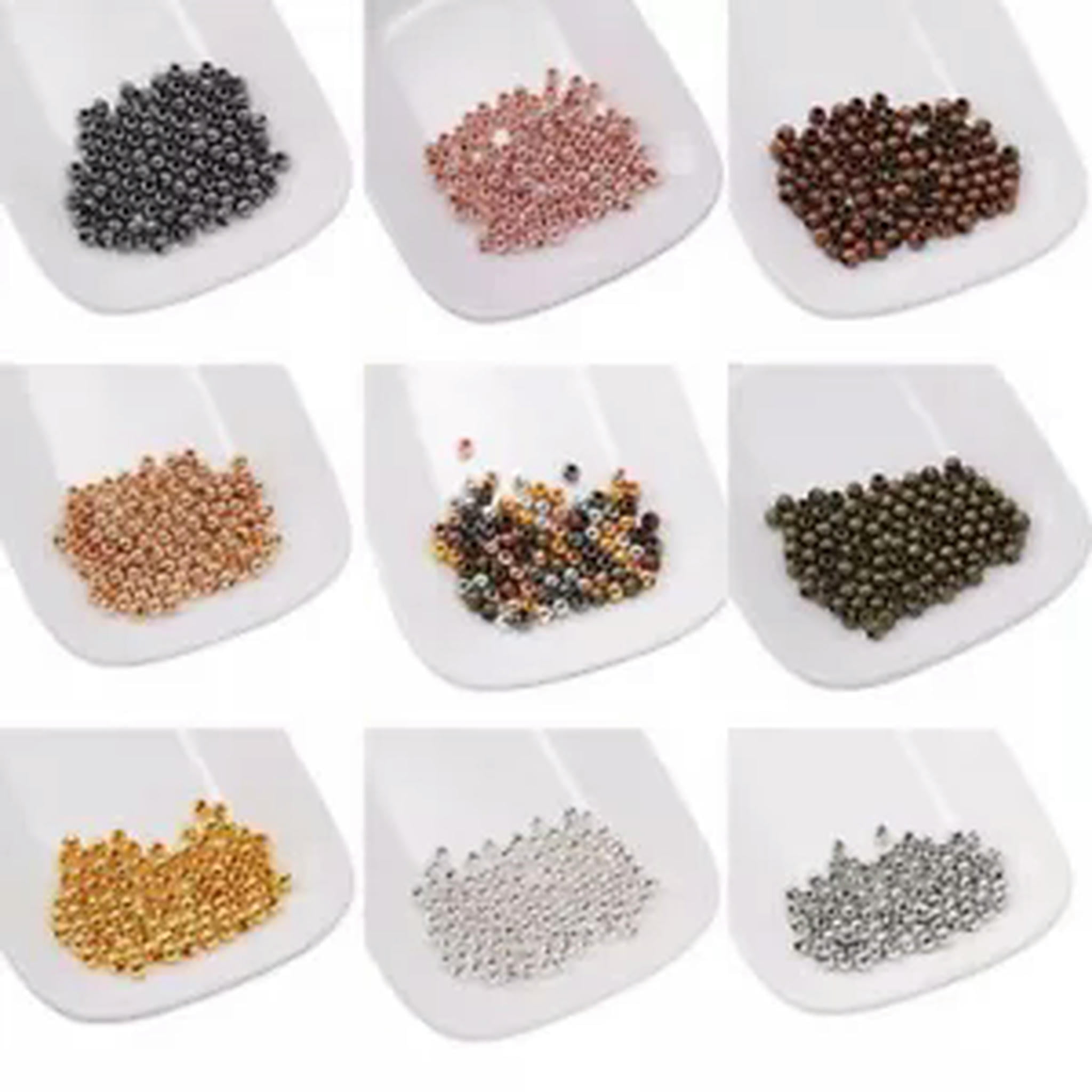 HOOUN 2~10MM 1000pcs Metal Ball Beads Round Loose Bead DIY Bracelet Necklace Jewelry-6MM-Colour Mixture
